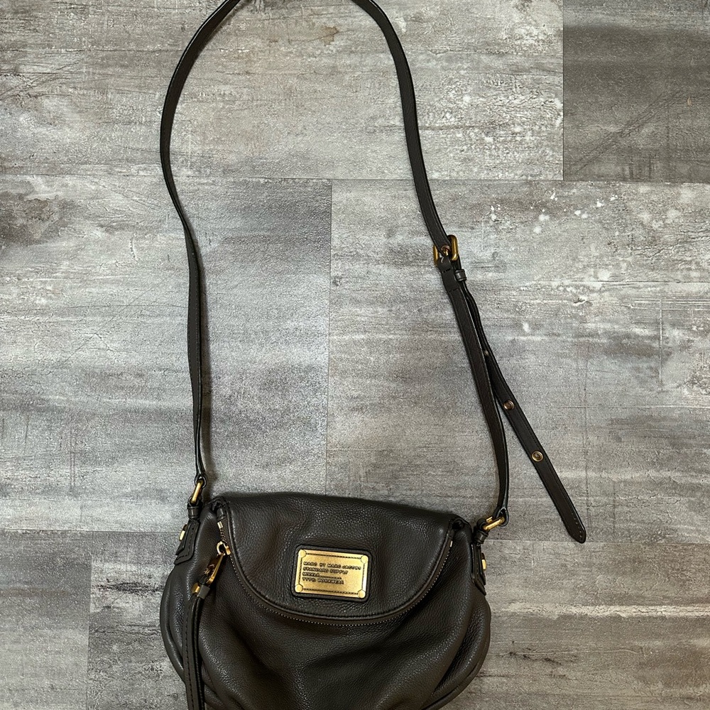 Marc Jacobs Gray Crossbody Bag with Gold Details
